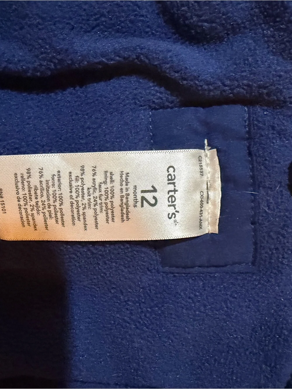 Carter's‎ Navy Blue Hooded Pea Coat with Faux Fur Trim